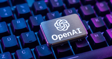 OpenAI Logo on Glowing Laptop Keyboard