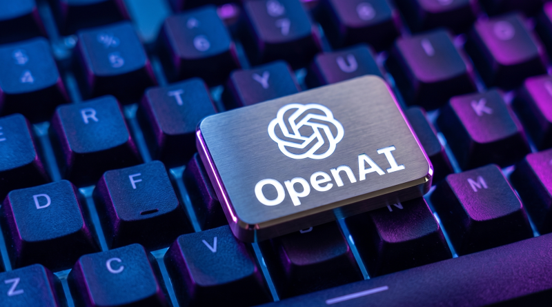 OpenAI Logo on Glowing Laptop Keyboard