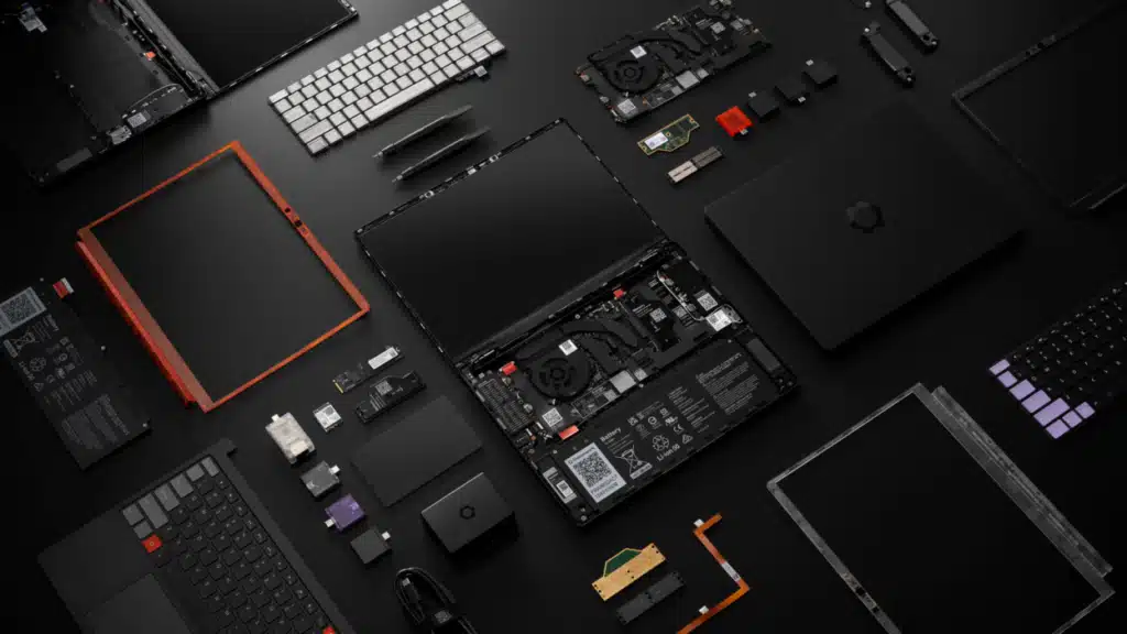 Framework Laptop 13 Pro modular internal components with upgradeable RAM SSD and battery