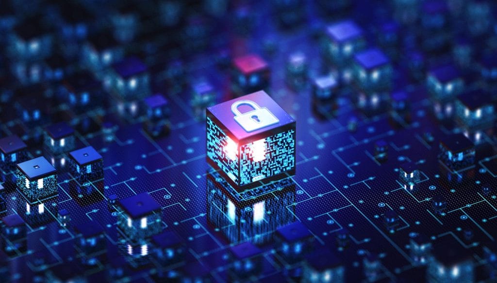 digital lock representing cybersecurity encryption and data protection systems