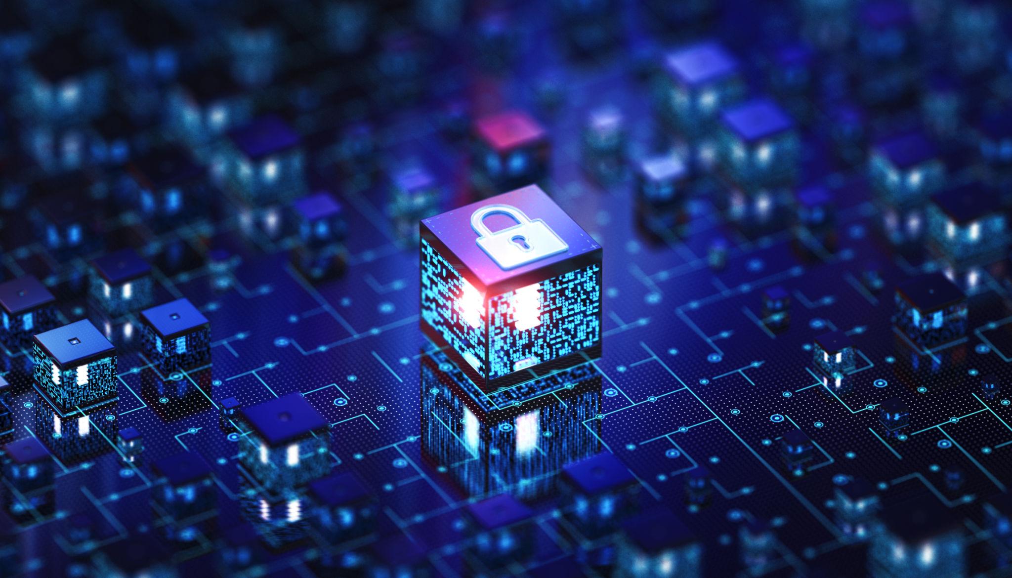 digital lock representing cybersecurity encryption and data protection systems