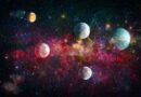 Colorful galaxy and planets representing deep space and interstellar environment