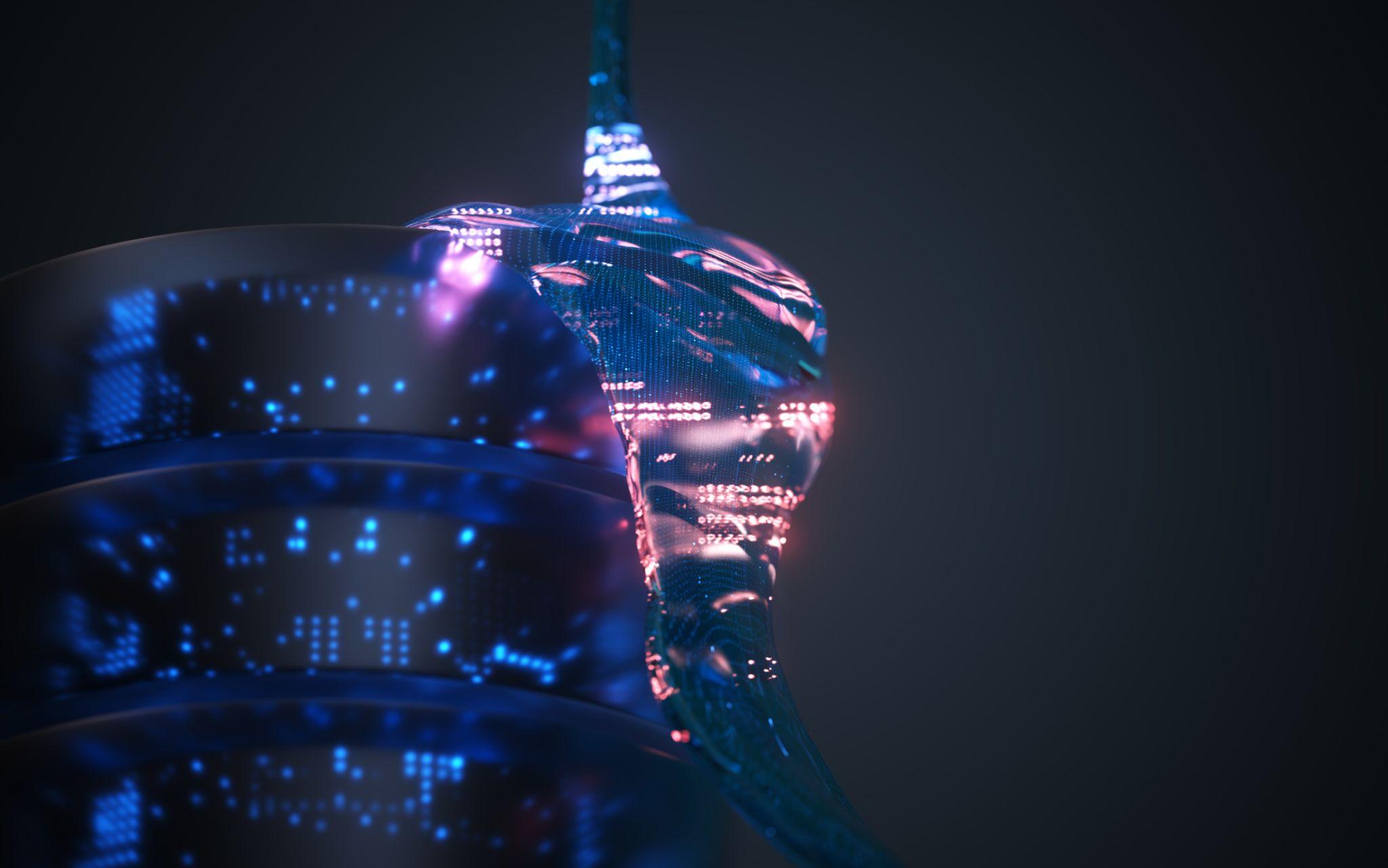 futuristic quantum data flow visualization representing advanced computing and encryption systems